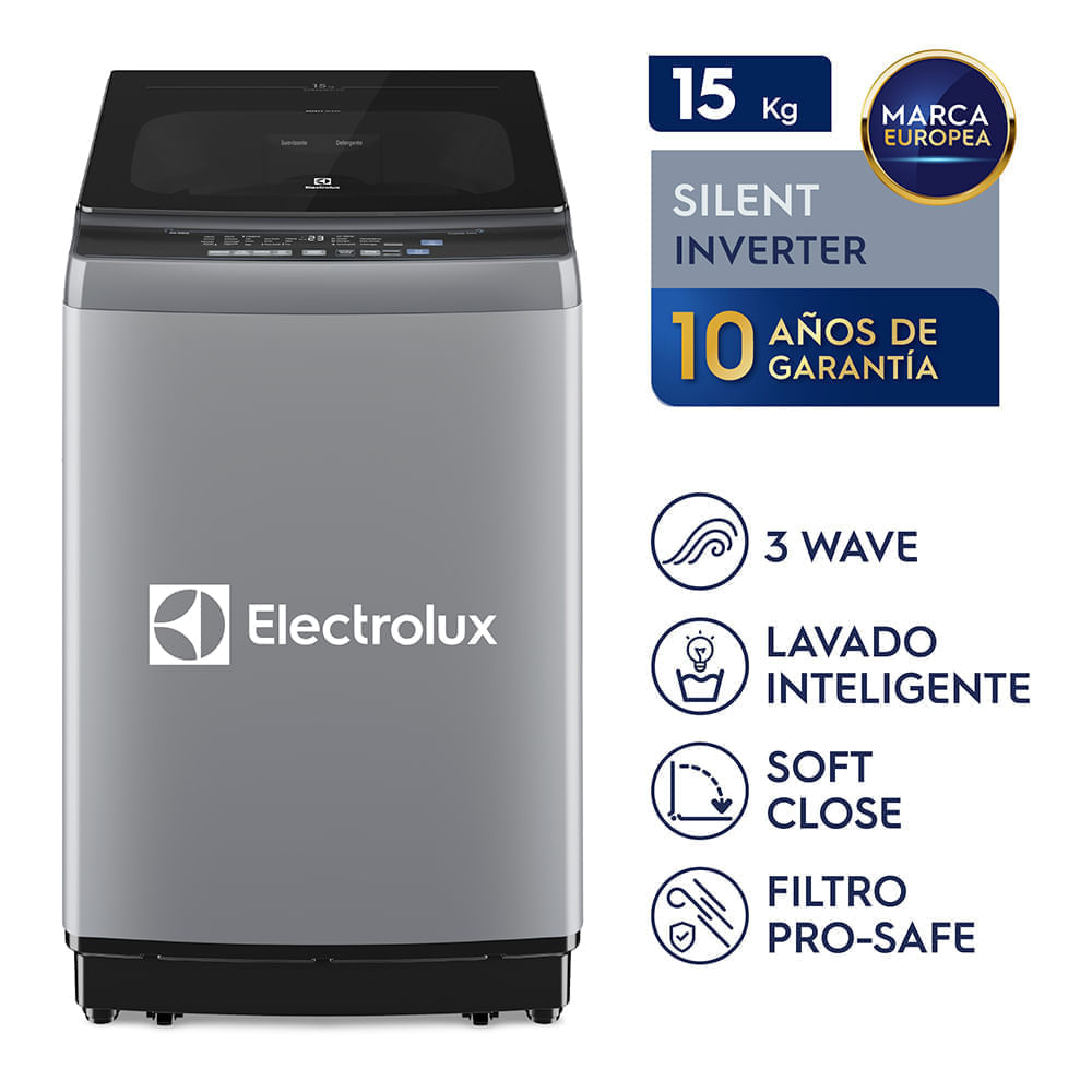 Imagen 2 del producto Lavadora Electrolux EWIP15F2XSWG 380W, capacidad 15 kg, carga superior, Efficient Silent Inverter, lavado inteligente, gris
