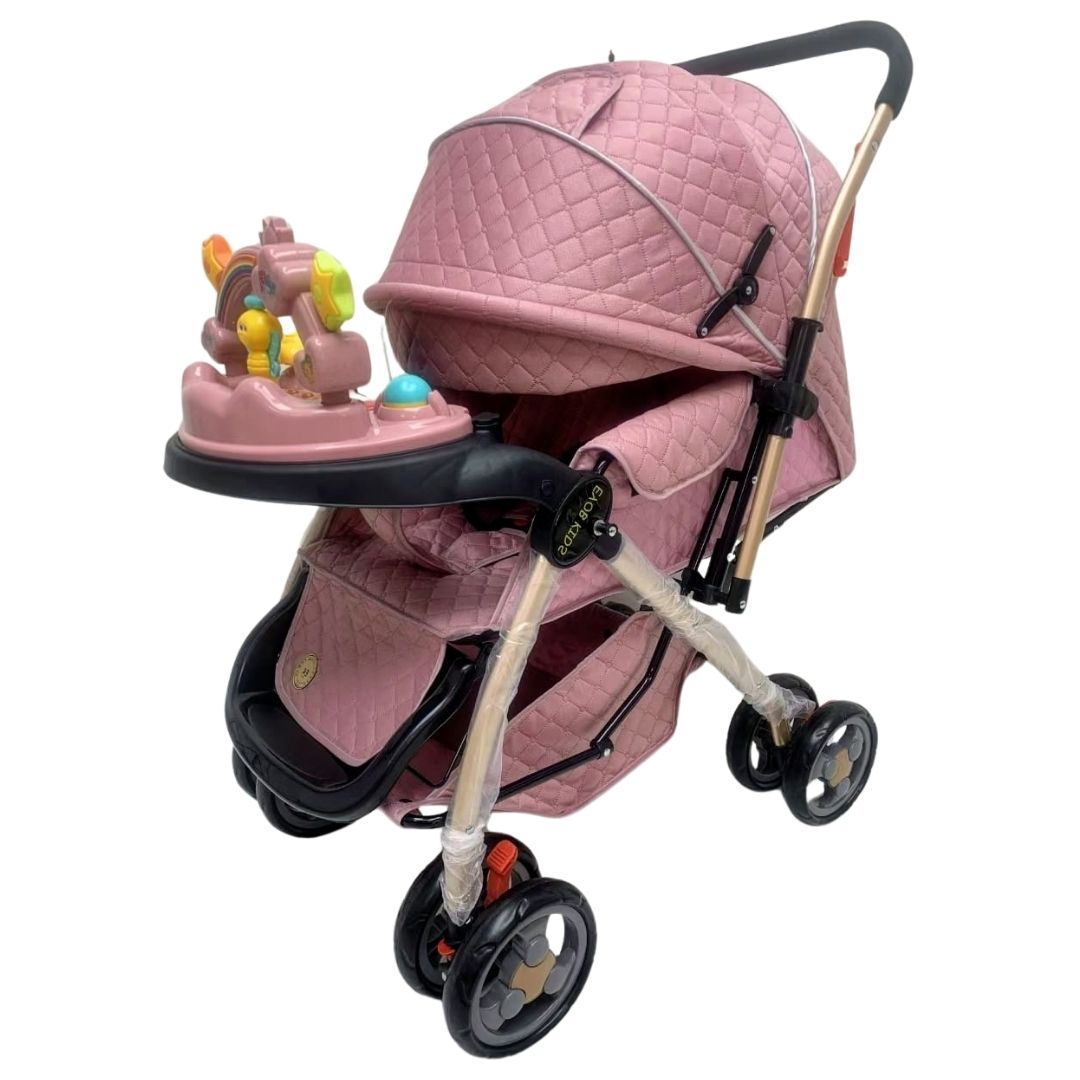 Coche cuna musical de lujo summer day, capota expandible, rosa