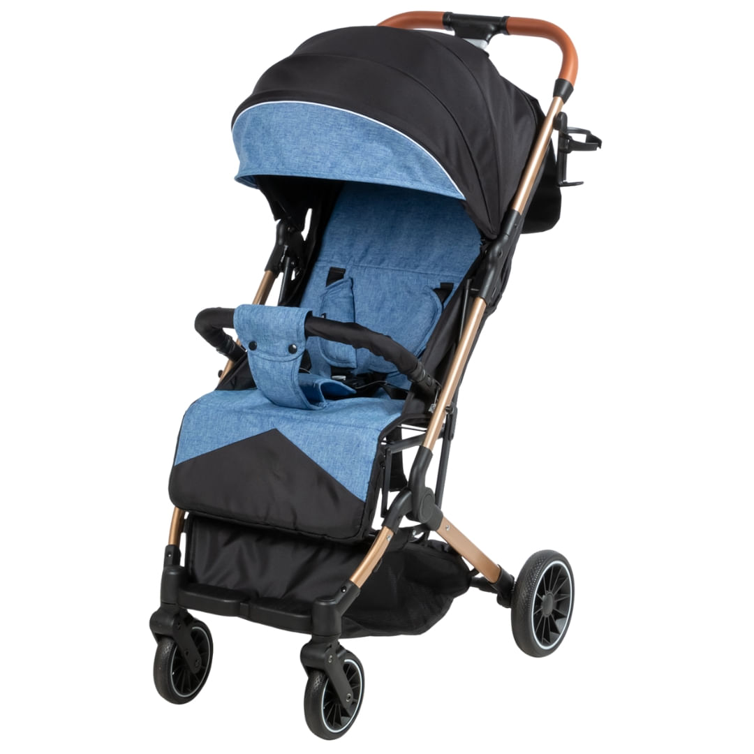 Coche maleta de lujo para bebé Lainee, freno trasero, respaldo reclinable, azul