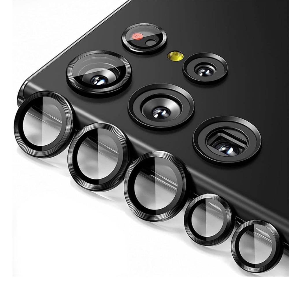 Protector de cámara para Samsung Galaxy S25 Ultra, borde negro, vidrio
