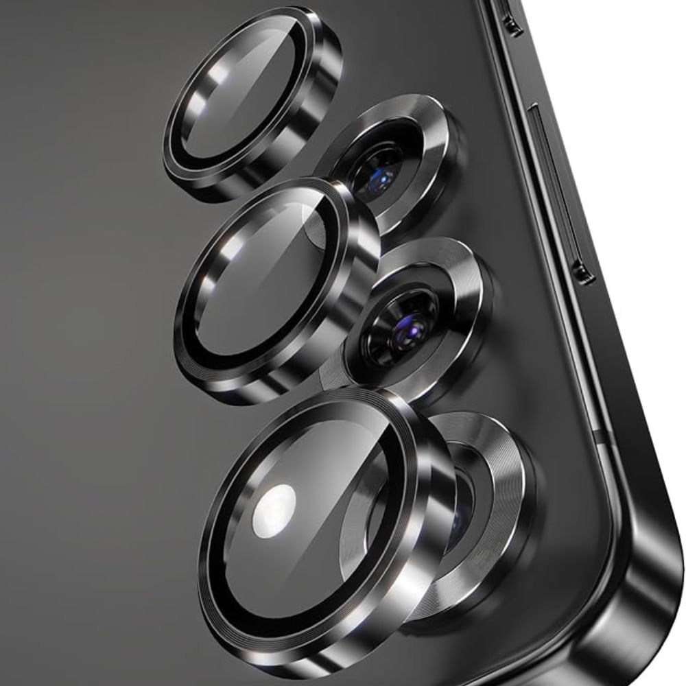 Protector de cámara para Samsung Galaxy S25 Plus, borde negro, vidrio