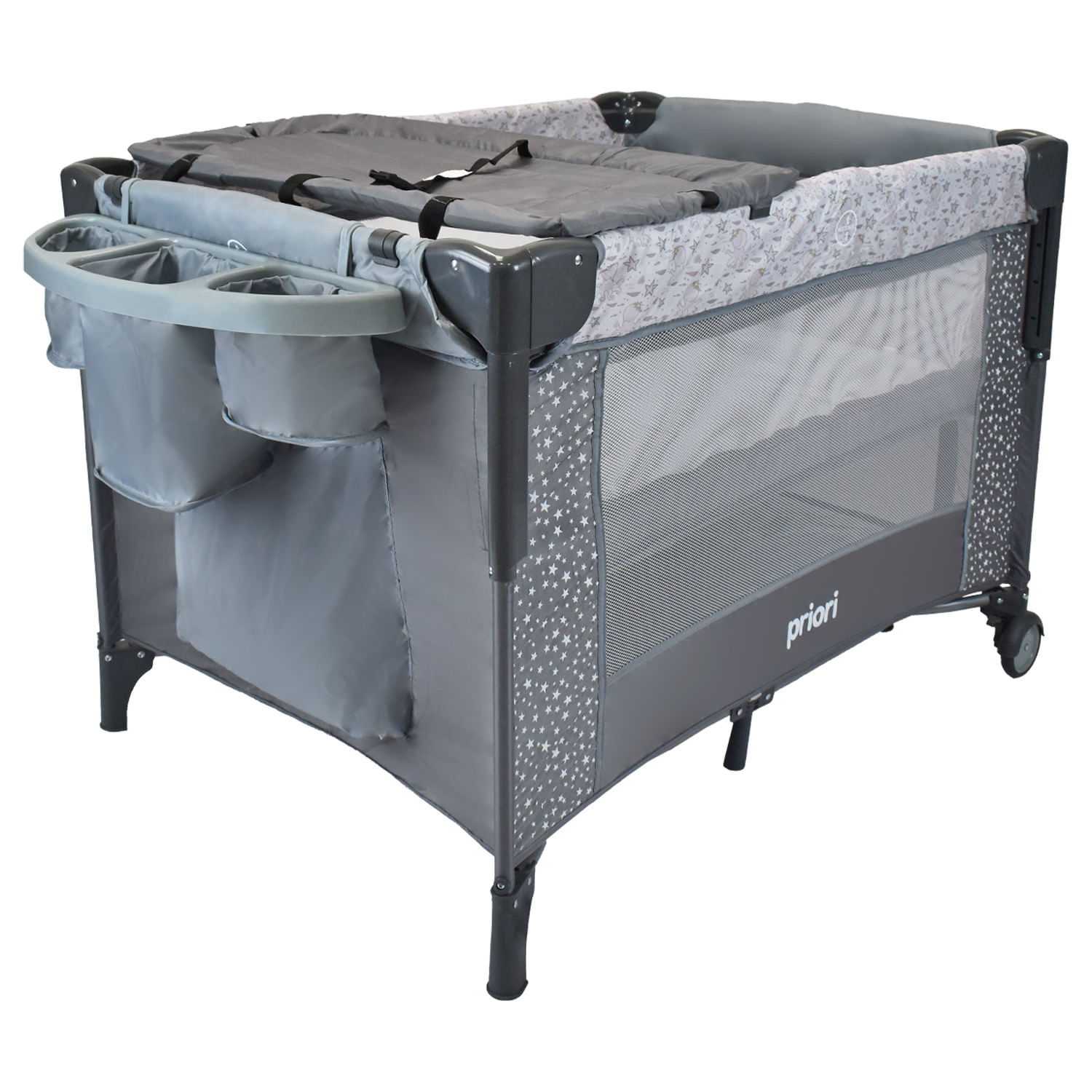 Imagen 2 del producto Cuna corral para bebé colecho Priori Ariel Octopus, ruedas con frenos, gris