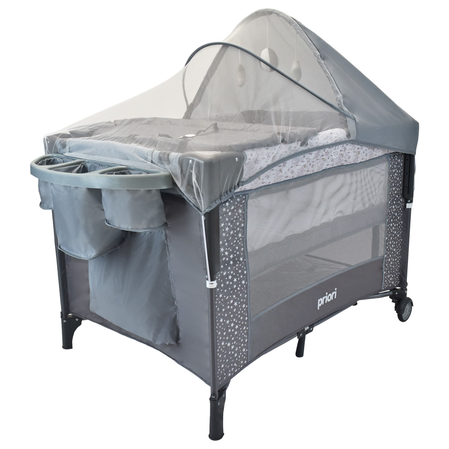 Imagen 1 del producto Cuna corral para bebé colecho Priori Ariel Octopus, ruedas con frenos, gris