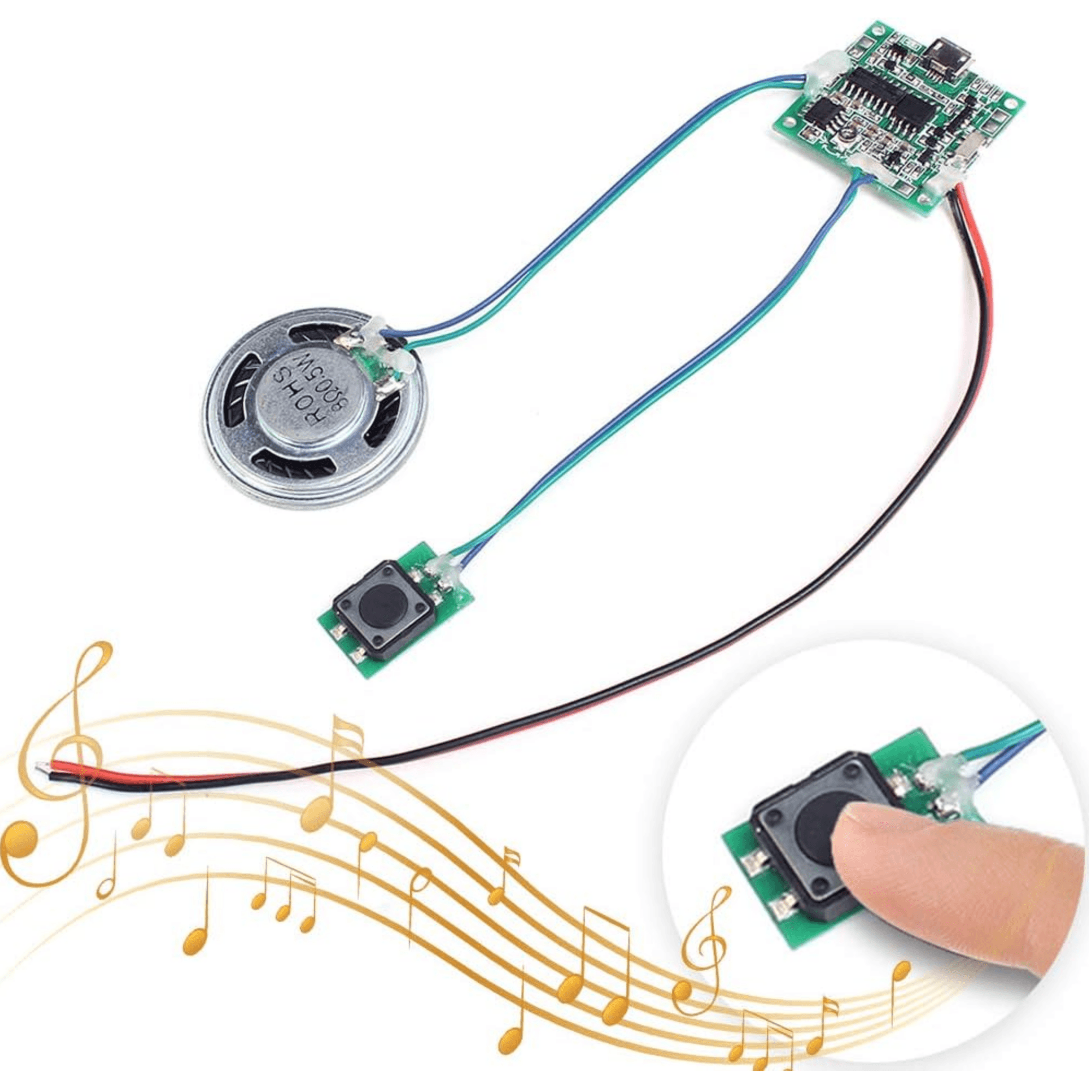 Grabadora de sonido Rohs, control de sonido y botón programable, Gris