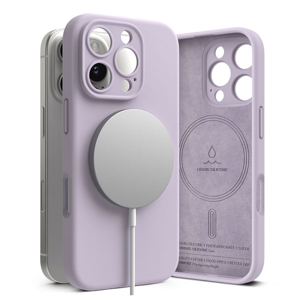 Imagen 2 del producto Case para iPhone 16 Pro Silicon Magnetic, con MagSafe para carga inalámbrica, para accesorios magnéticos, Light Purple