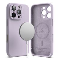 Case para iPhone 16 Pro Max Silicon Magnetic, con MagSafe para carga inalámbrica, para accesorios magnéticos, Light Purple