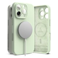 Case para iPhone 16 Pro Max Silicon Magnetic, con MagSafe para carga inalámbrica, para accesorios magnéticos, Soft Mint