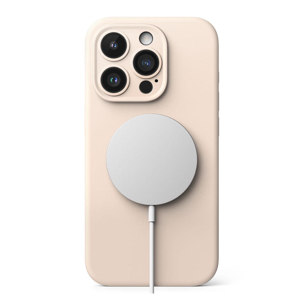 Imagen 2 del producto Case para iPhone 15 Pro Max Silicon Magnetic, con MagSafe para carga inalámbrica, para accesorios magnéticos, Pink Sand