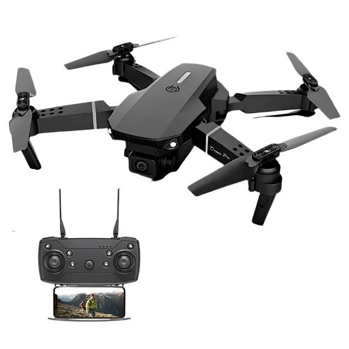 Super Dron E88 Pro, doble cámara, vuelo 100 metros, negro