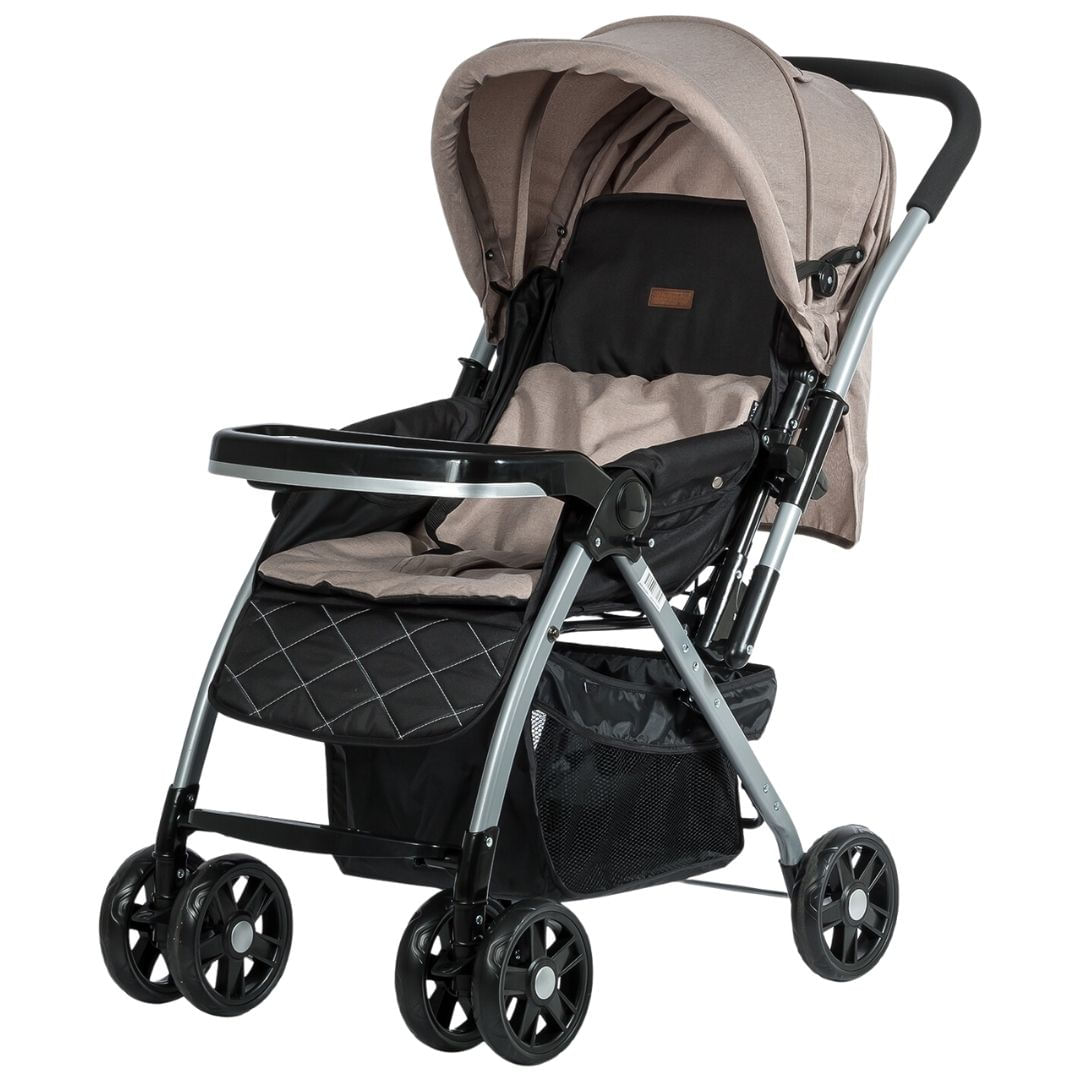 Coche cuna de lujo Vincent edición limitada, bandeja posavasos, beige