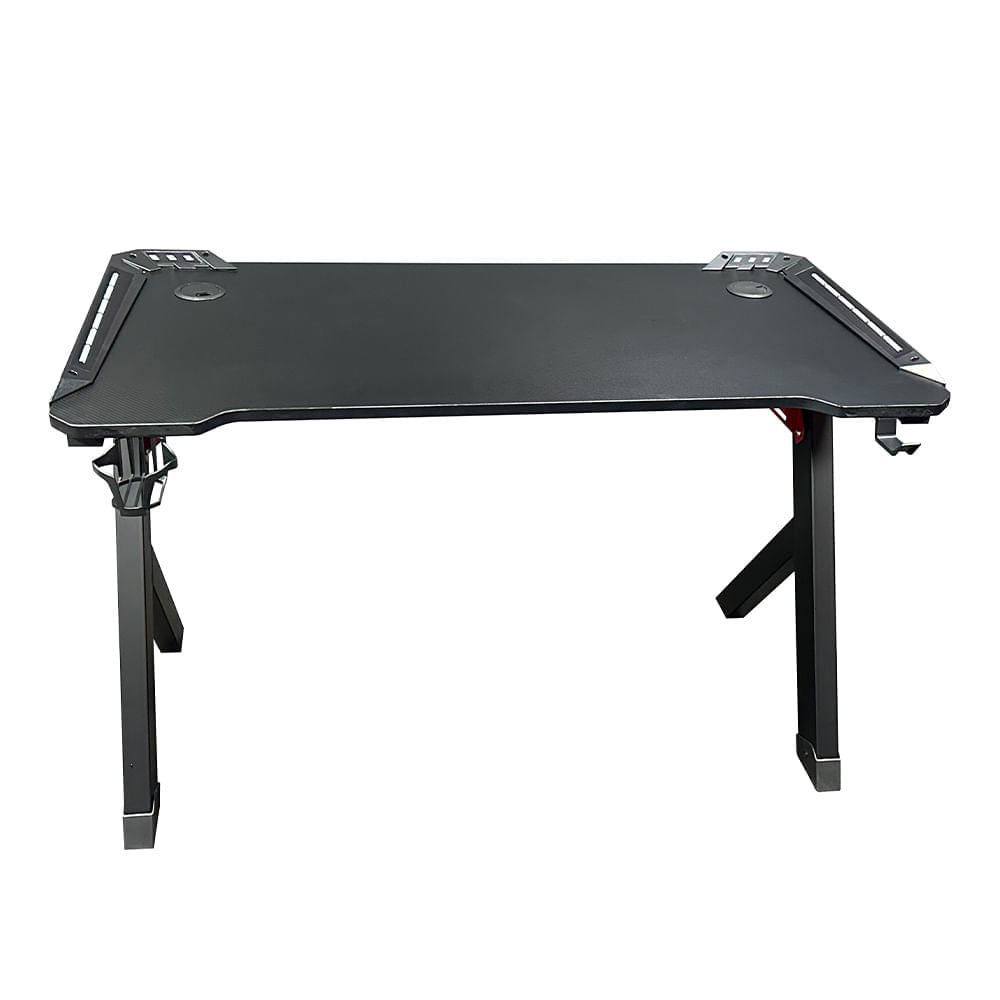Imagen 2 del producto Mesa gamer Coolbox T4G GD07 con luces RGB, portavasos y soporte para audífonos, 120x 60 cm, acero, negra
