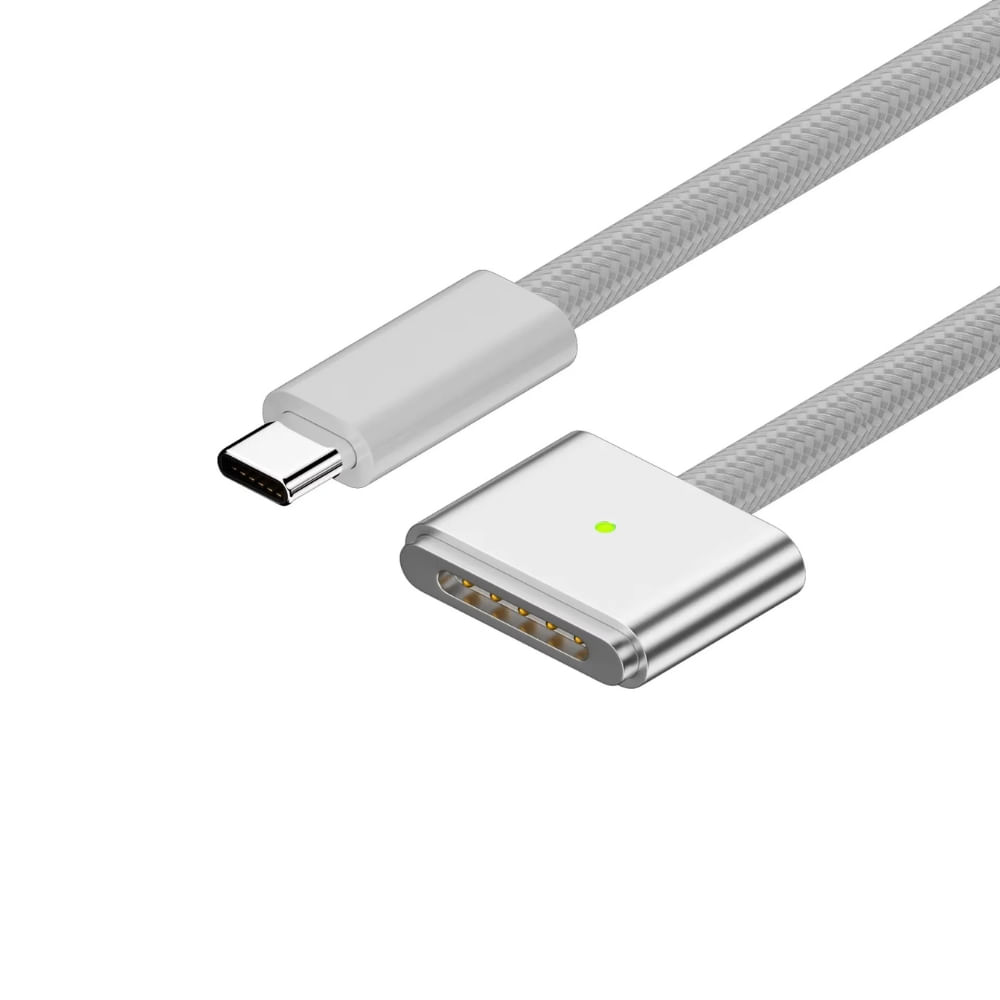 Cable Magsafe 3 MacBook 140W carga rápida, trenzado, 2 metros, blanco