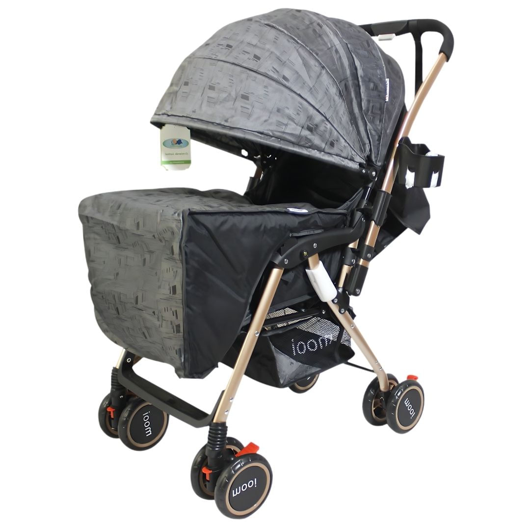 Coche cuna paseo Beautuful Mooi, capota expandible, soporta 25 kg, gris