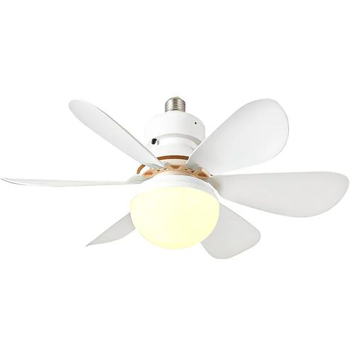 Foco flor ventilador de techo 2 en 1, 40W, con control remoto, blanco