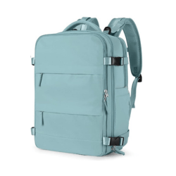 Mochila viajera de cabina, compartimento para calzado, USB, diseño antirrobo, verde