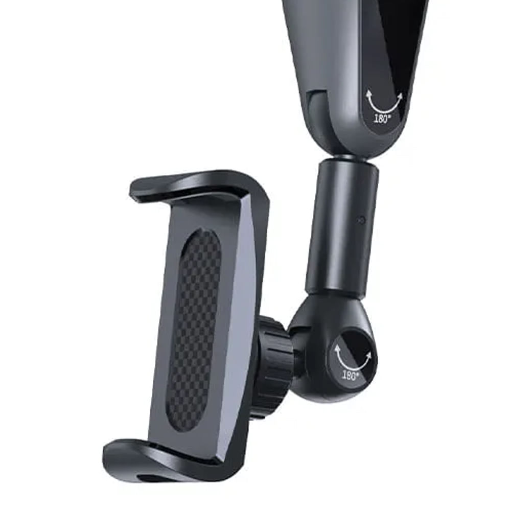 Imagen 2 del producto Soporte de celular Roadtrip para auto, se fija al retrovisor central, ajustable, plástico, negro