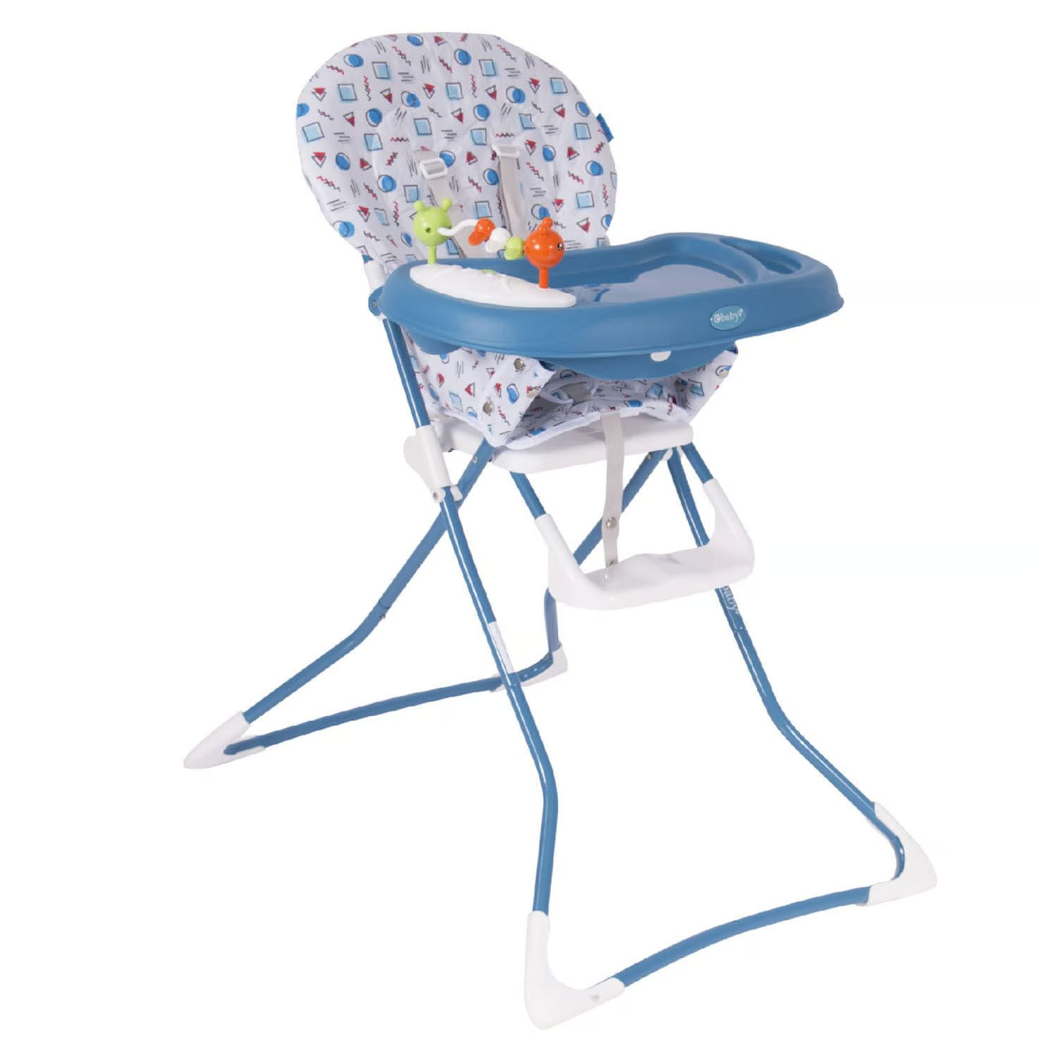 Silla de comer Ebaby Badala 2 en 1, plegable, estructura de metal, azul