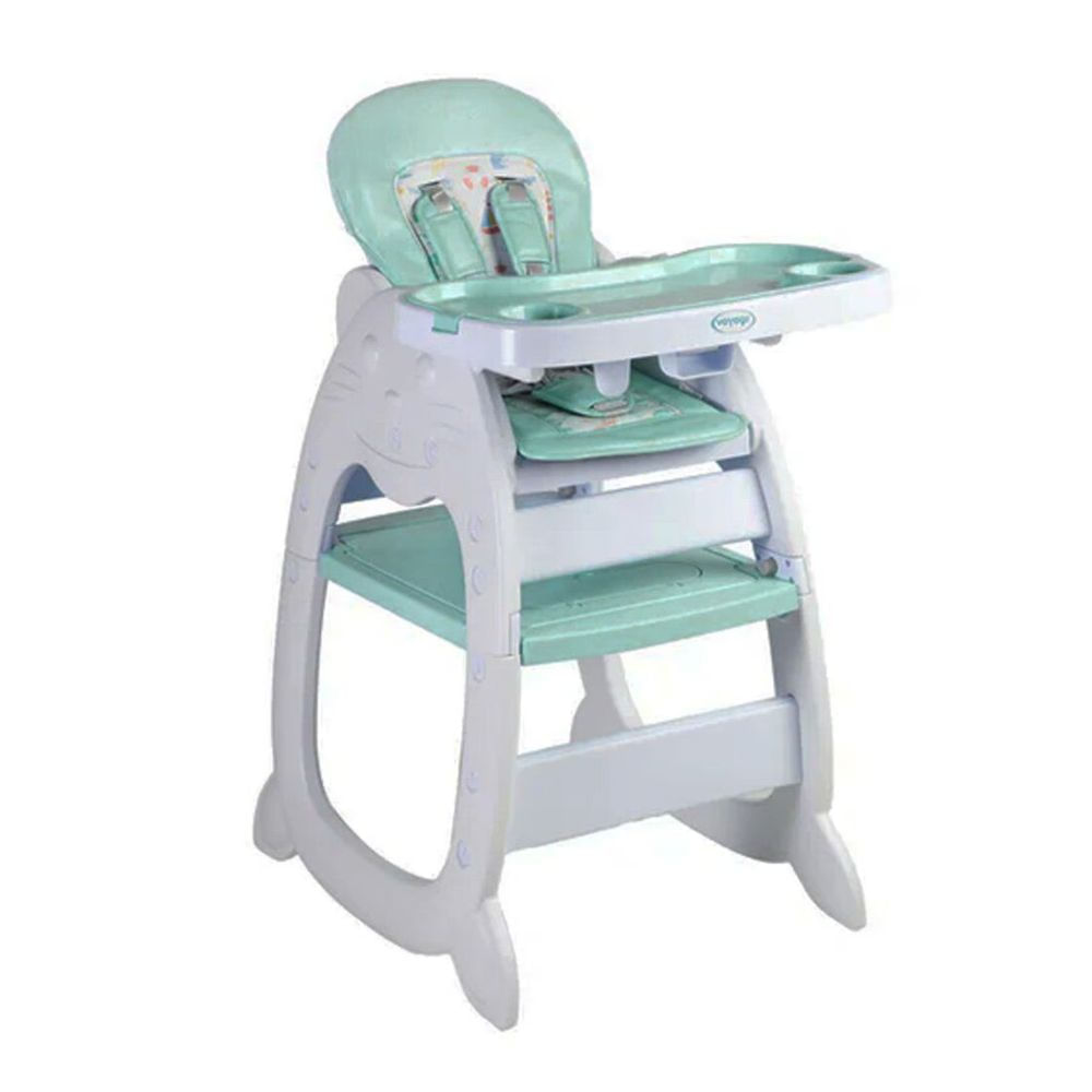 Silla de comer Hi Baby voyage cat love, 3 en 1, transformable en escritorio, doble bandeja, verde