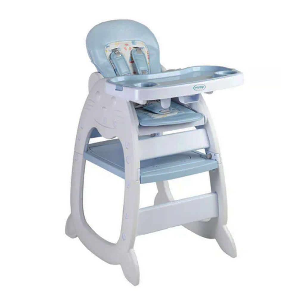 Silla de comer Hi Baby voyage cat love, 3 en 1, transformable en escritorio, arnés de seguridad, azul