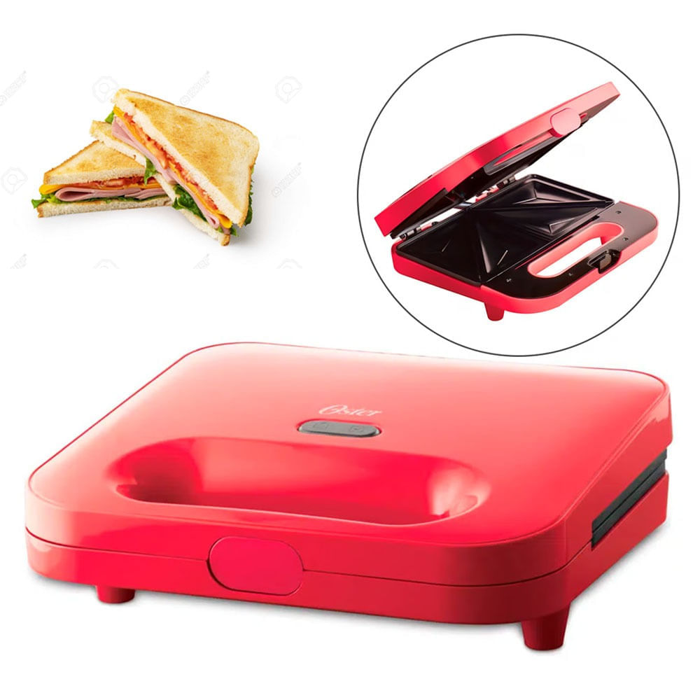 Imagen 2 del producto Sandwichera Oster CKSTSM2885M 750W, capacidad 2 panes, antiadherente, rojo