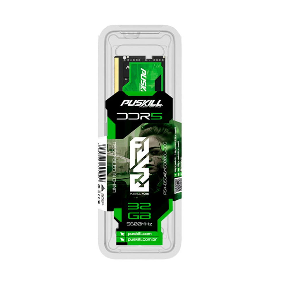 Memoria RAM DDR5, Laptop, PUSKILL, 32GB, 5600MHz, 1.1V, SODIMM, 262 pines, CL46