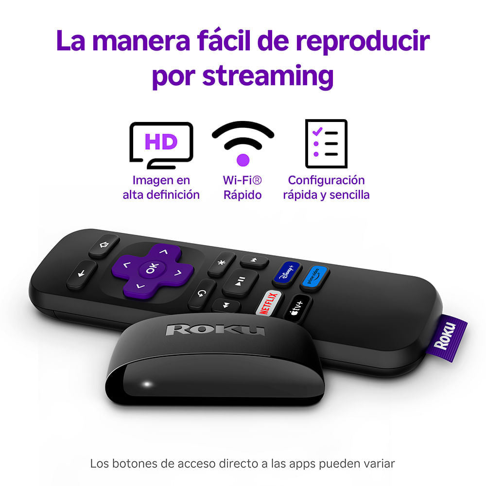 Imagen 2 del producto Convertidor a Smart TV Roku Express HD con control remoto, incluye cable HDMI, accede a cientos de canales gratis y de pago