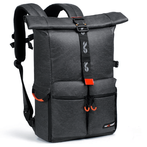 Mochila fotográfica KyF Concept KF13.096V1 resistente al agua, con cubierta, negro