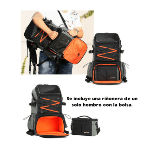 Imagen 2 del producto Mochila fotográfica KYF Concept KF13107, 33 litros, para 2 cámaras, laptop 17"", EVA antigolpes, negro