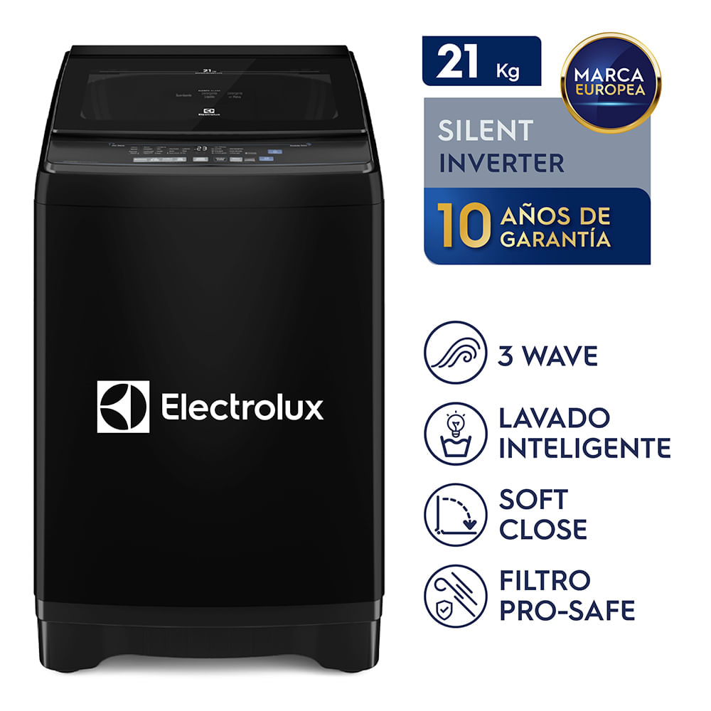 Imagen 2 del producto Lavadora Electrolux Efficient Silent Inverter, carga superior 21kg, panel digital, negra - EWIJ21F2XSYB