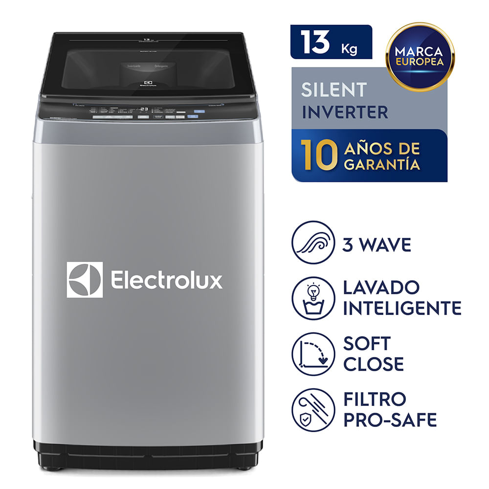 Imagen 2 del producto Lavadora Electrolux Efficient Silent Inverter EWIJ13F2XSYG 380w, 13kg, carga superior, 8 programas, gris