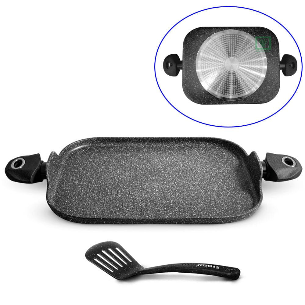 Imagen 2 del producto Plancha parrillera Finezza FZ-P438M antiadherente, con espátula incluida, negro