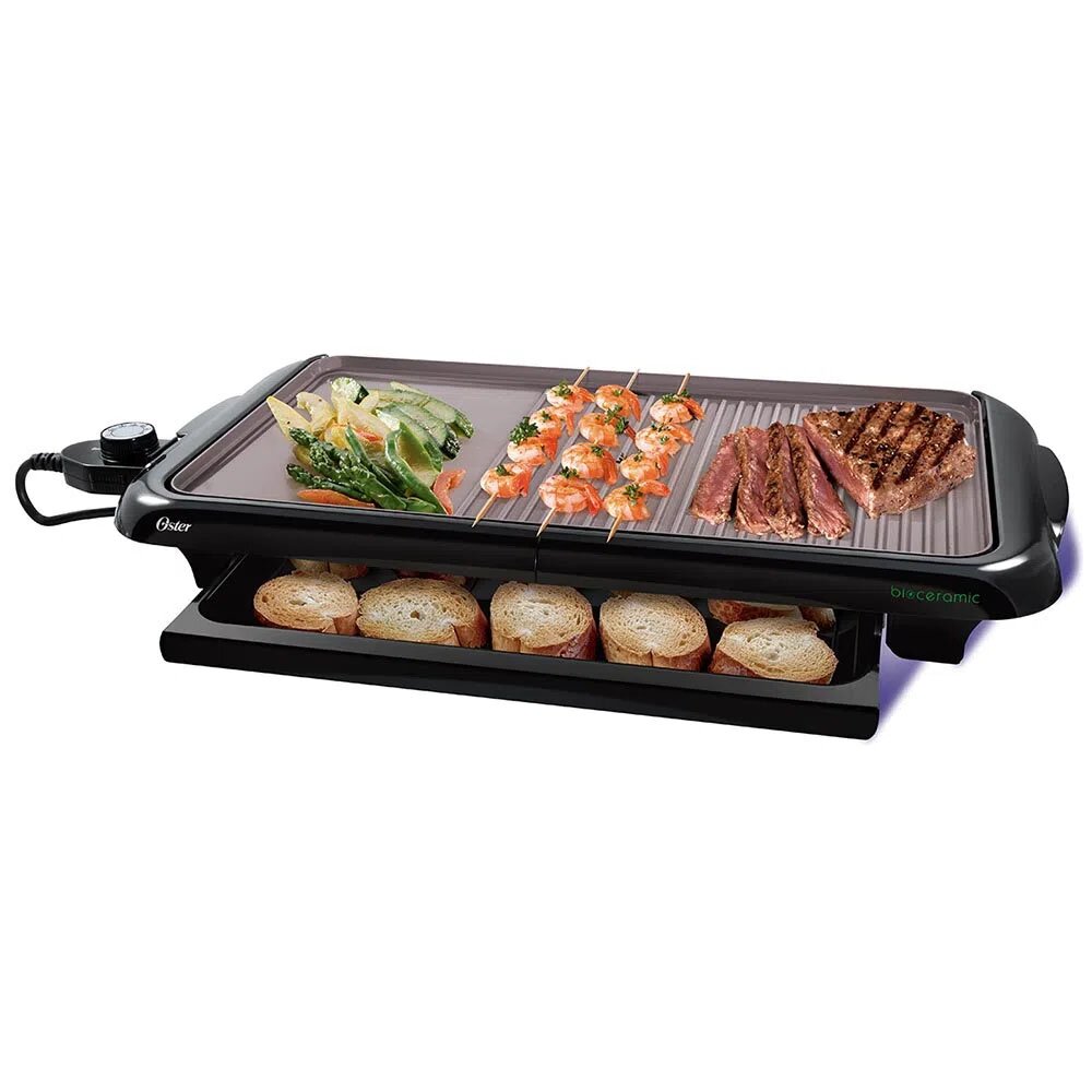 Imagen 2 del producto Parrilla portátil plegable Oster CKSTGR5085 1500W, acero carbono, Biocerámica, negro