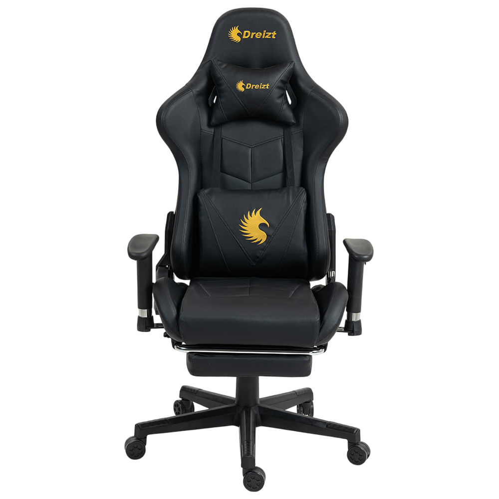 Imagen 2 del producto Silla gamer Dreizt Apolo Series Oro Pro 180° reclinable, posapiés, cojines ergonómicos, altura ajustable, negro
