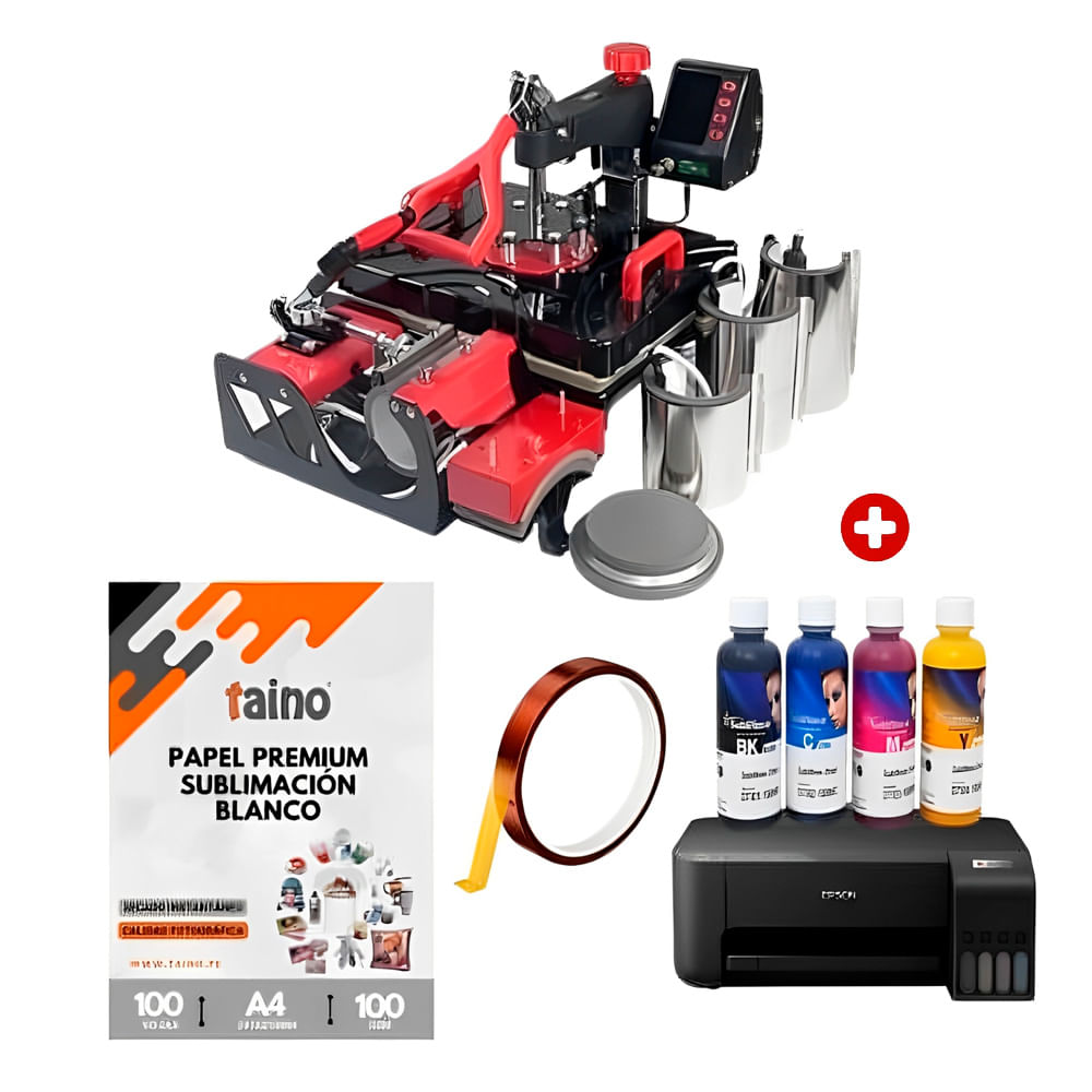 Combo de sublimación 11 en 1: multifuncional 8 en 1 29x38 Freesub + impresora Epson L1250 + tintas + papel + cinta