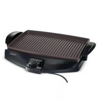 Parrilla eléctrica Oster CKSTGR4768 1150w, superficie Bioceramic, ranuras anti grasa, cerámica, compacta, negra