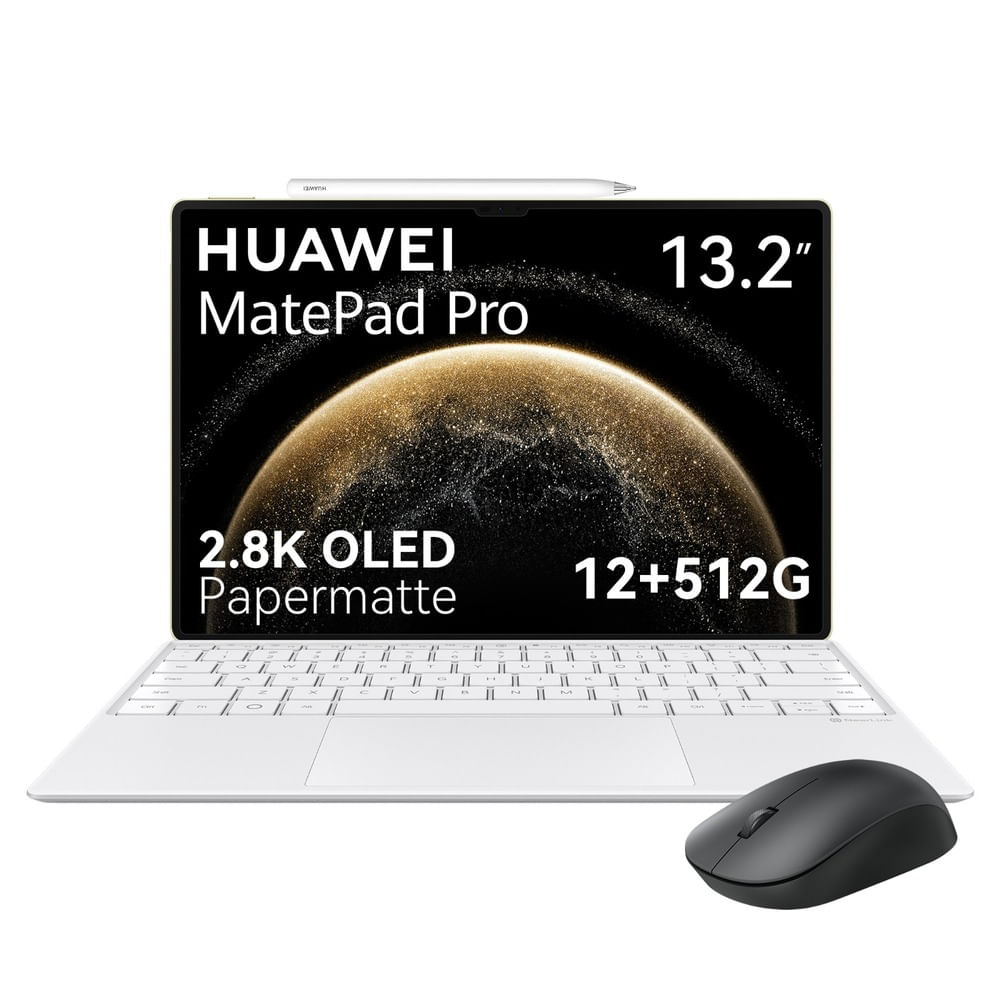 Tablet Huawei MatePad Pro 13.2", 12GB+512GB, OLED 144Hz, 88W, HarmonyOS, champagne + lápiz, teclado, mouse