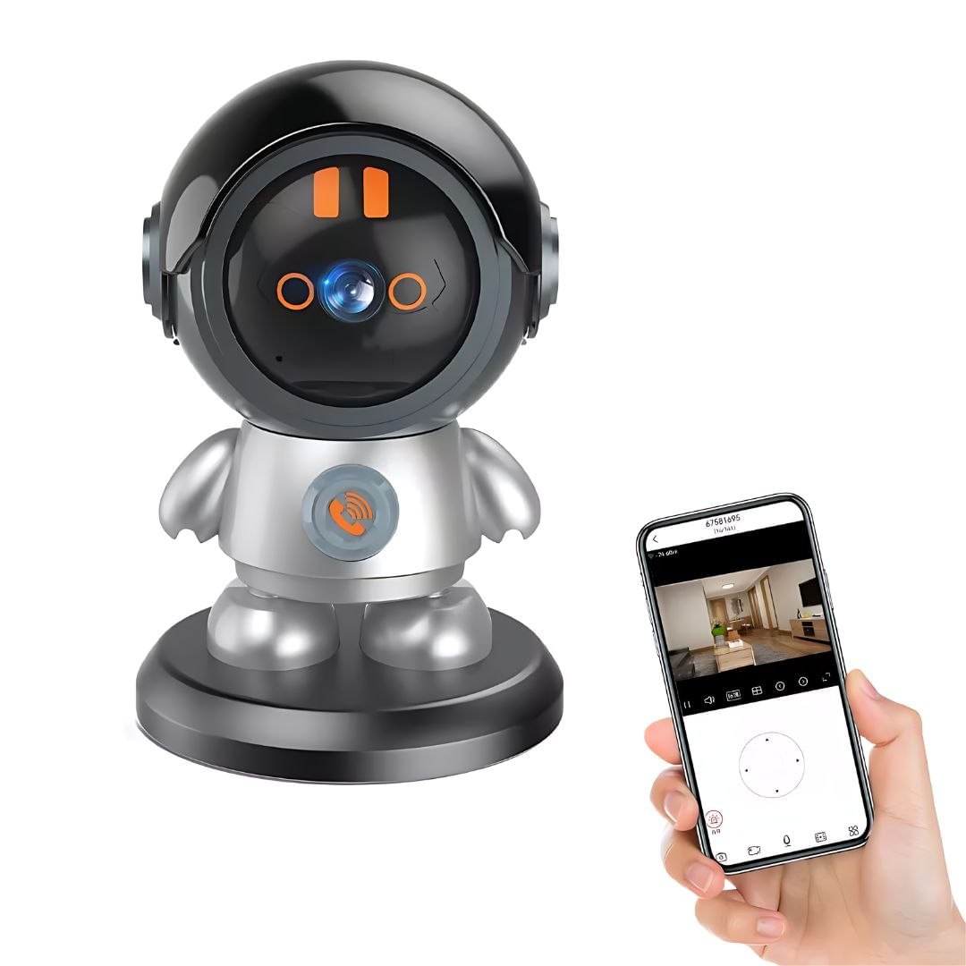 Cámara robot WiFi HD 3MP, visión nocturna, detección de movimiento, audio bidireccional, nube y tarjeta 128GB