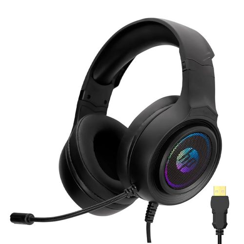 Audífonos gamer HP DHE-8008, over-ear, 7.1, USB, micrófono, luces RGB, 50mm, diadema ajustable, negro