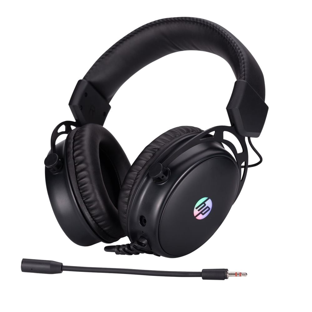 Audífonos gamer HP DHE-8005, over-ear, 3.5mm + USB, 50mm, luces RGB, micrófono flexible, estéreo, negro