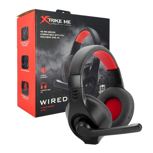 Audífonos gamer Xtrike Me HP-312, estéreo 40mm, micrófono ajustable, jack 3.5mm, 1.8m, PC, PS4, PS5, Xbox, negro