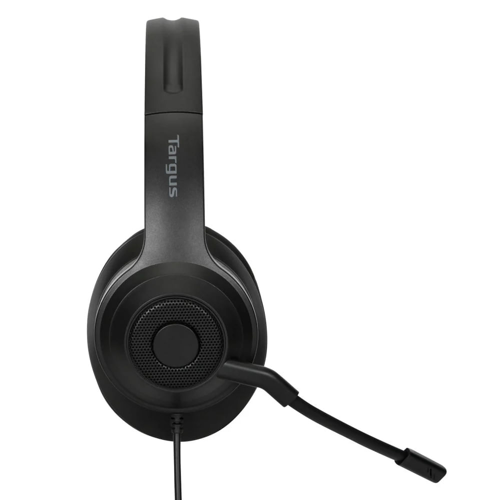 Imagen 2 del producto Audífono alámbrico Targus AEH102 estéreo over-ear con micrófono, conexión USB, control de volumen, cable 1.8m, negro