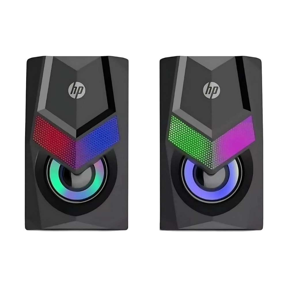 Parlante gamer HP DHE-6000, 6W, USB + jack 3.5mm, luces RGB, 52mm, sonido envolvente, compactos, negro