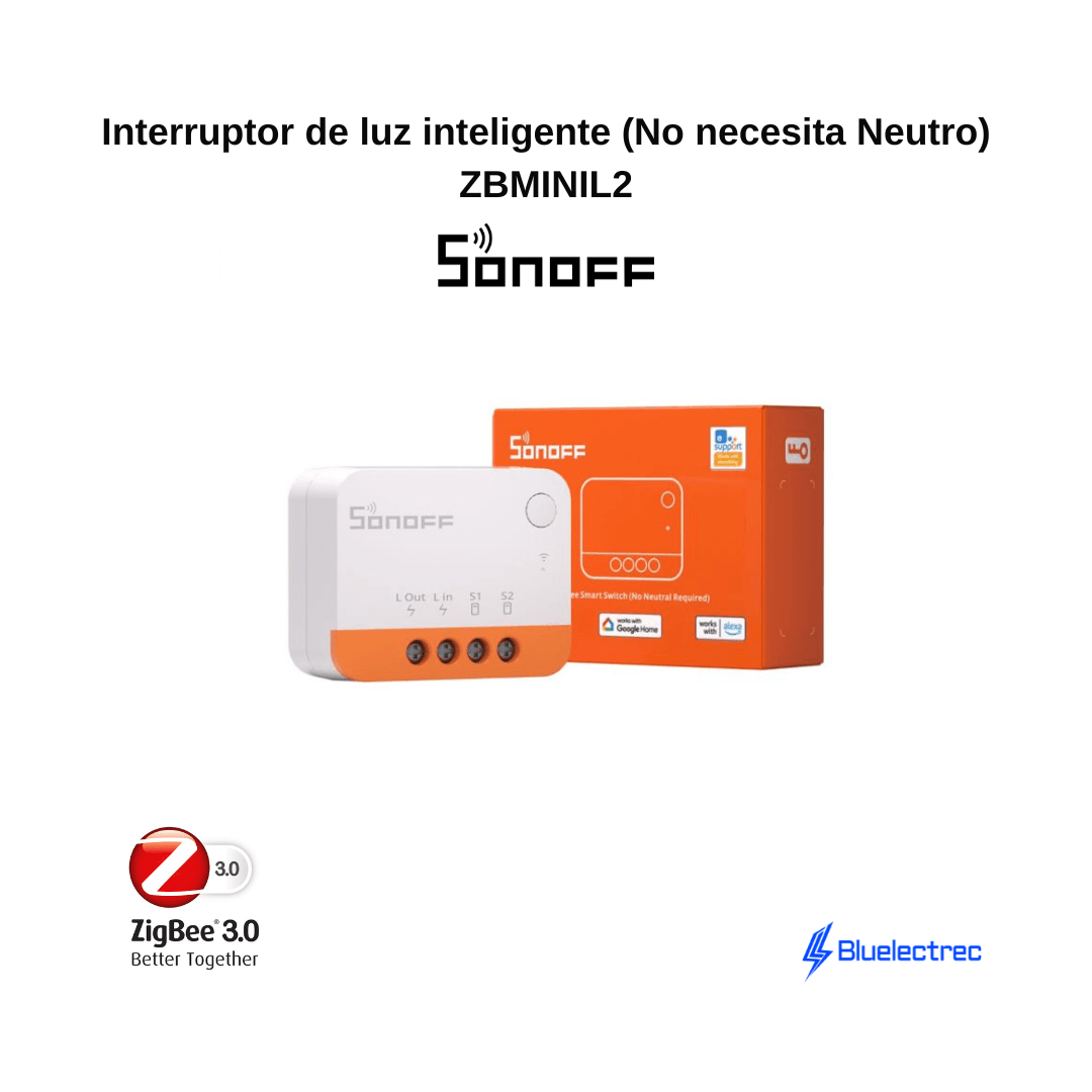 Imagen 2 del producto Interruptor luz inteligente SONOFF Zigbee, no requiere neutro - ZBMINIL2