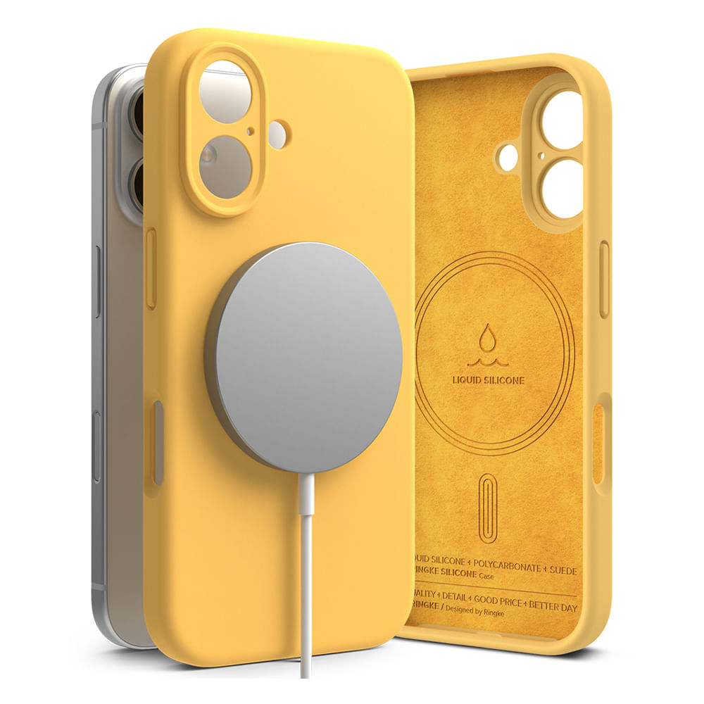 Imagen 2 del producto Case para iPhone 16 Silicon Magnetic, con MagSafe para carga inalámbrica, para accesorios magnéticos, Amarillo