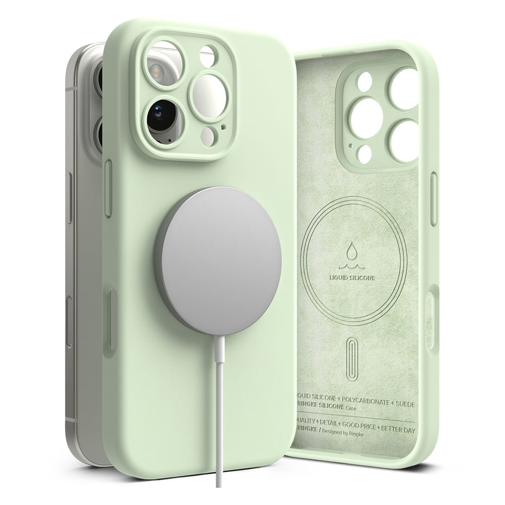 Imagen 2 del producto Case para iPhone 16 Pro Silicon Magnetic, con MagSafe para carga inalámbrica, para accesorios magnéticos, Soft Mint