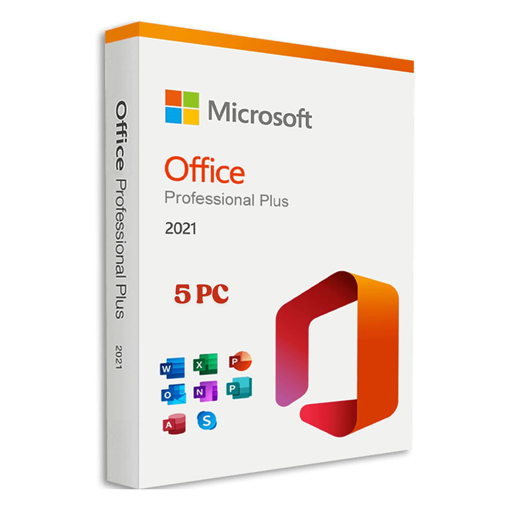 Licencia digital Microsoft Office Professional Plus 2021, 5 PC, permanente, incluye Word, Excel, PowerPoint, Outlook, activación oficial