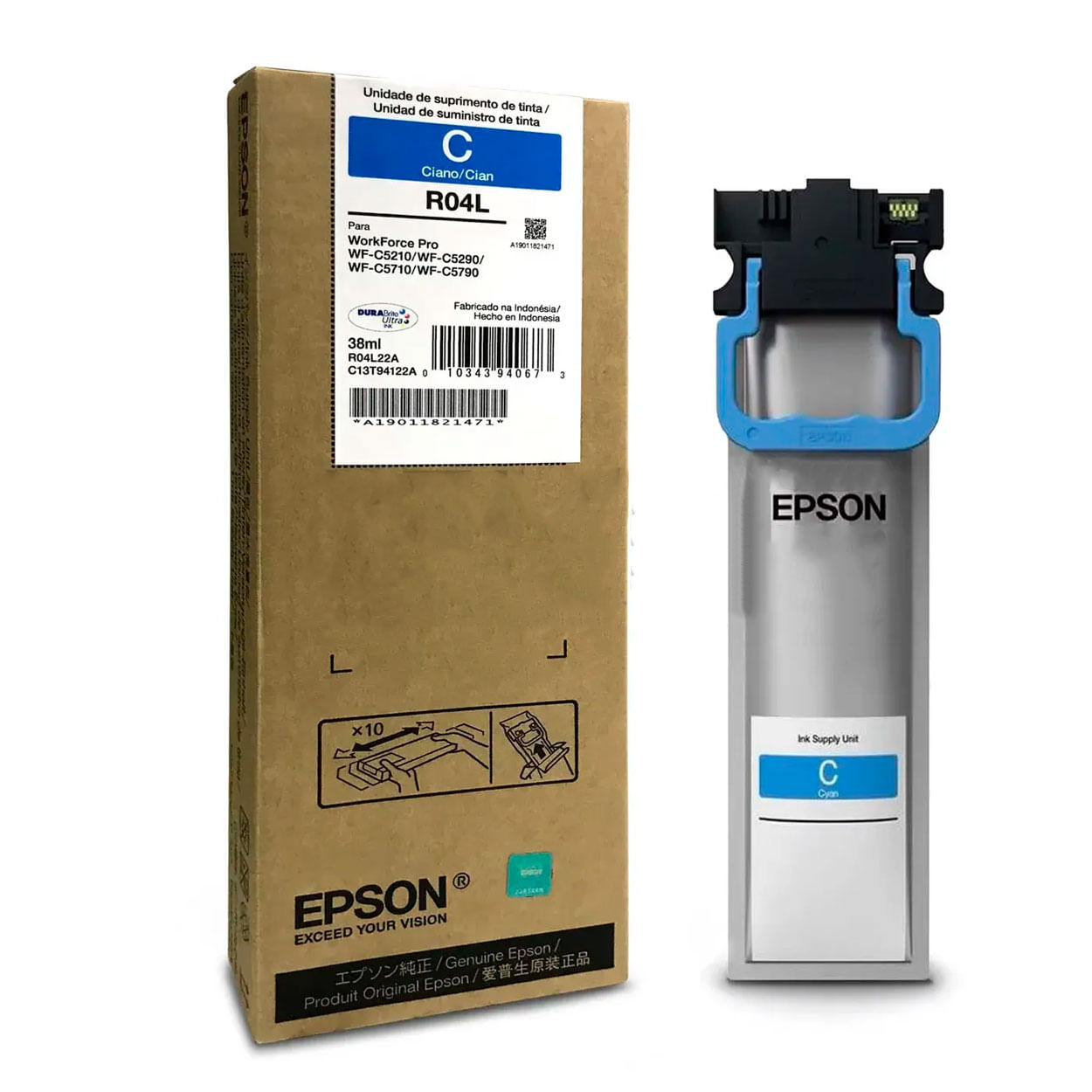 Bolsa de tinta EPSON T941220-AL, rendimiento 5000 páginas, capacidad 38ml, cyan