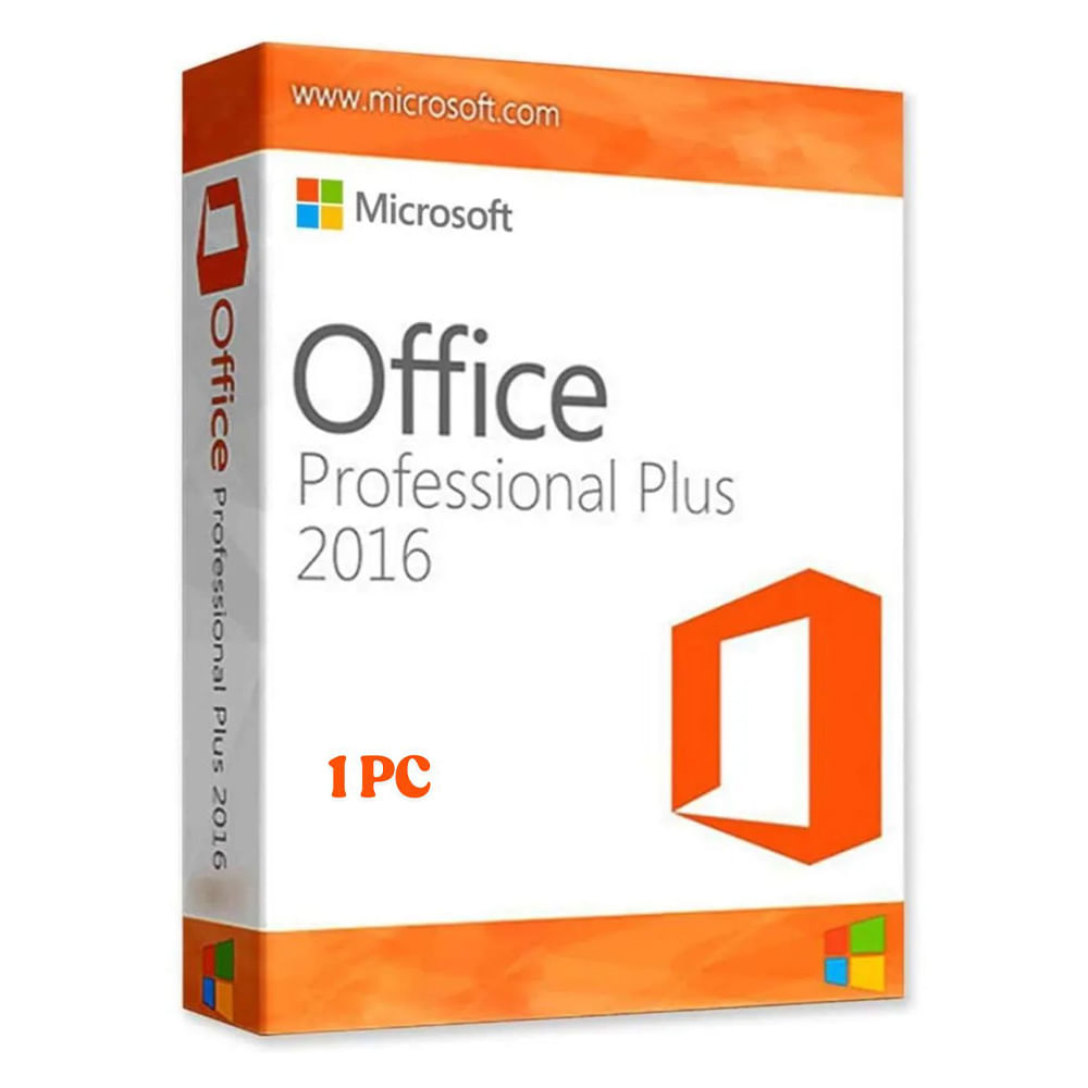 Licencia digital Microsoft Office Professional Plus 2016 para Windows, 1 PC, activación permanente, incluye Word, Excel, Outlook, PowerPoint