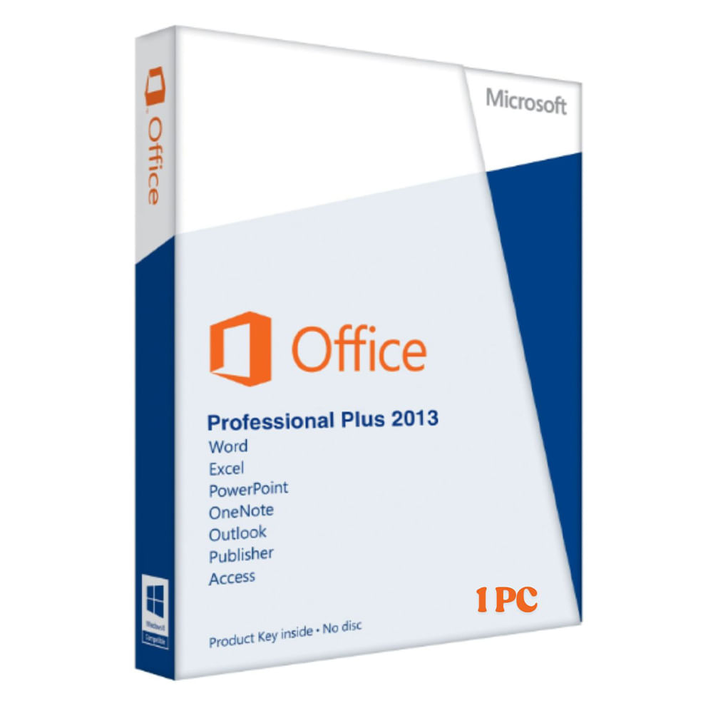 Licencia digital Microsoft Office Professional Plus 2013, 1 PC, activación permanente, instalación directa, software original, ideal para oficina