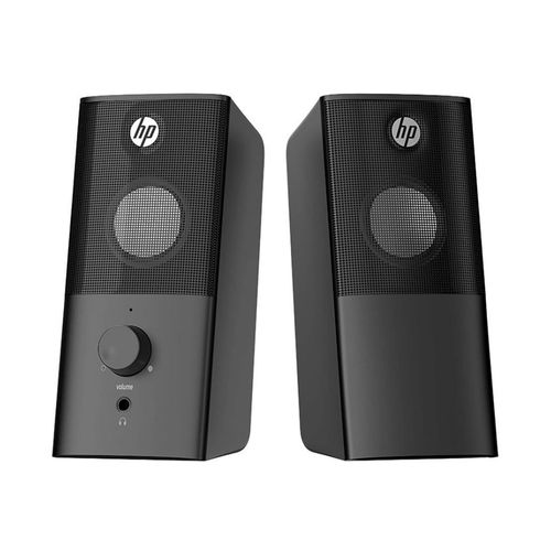 Parlantes HP multimedia DHS-2101, 12W, conexión USB y Jack 3.5mm, control de volumen, diseño compacto, negro